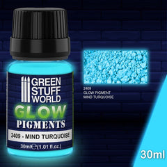 GLOW Mind Turquoise - Glow in the Dark Pigment Powder - Green Stuff World - 30 mL bottle - Gootzy Gaming