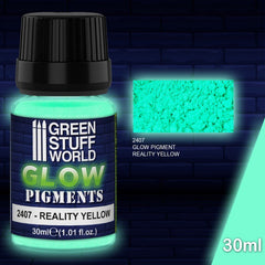 GLOW Reality Yellow Green - Glow in the Dark Pigment Powder - Green Stuff World - 30 mL bottle - Gootzy Gaming