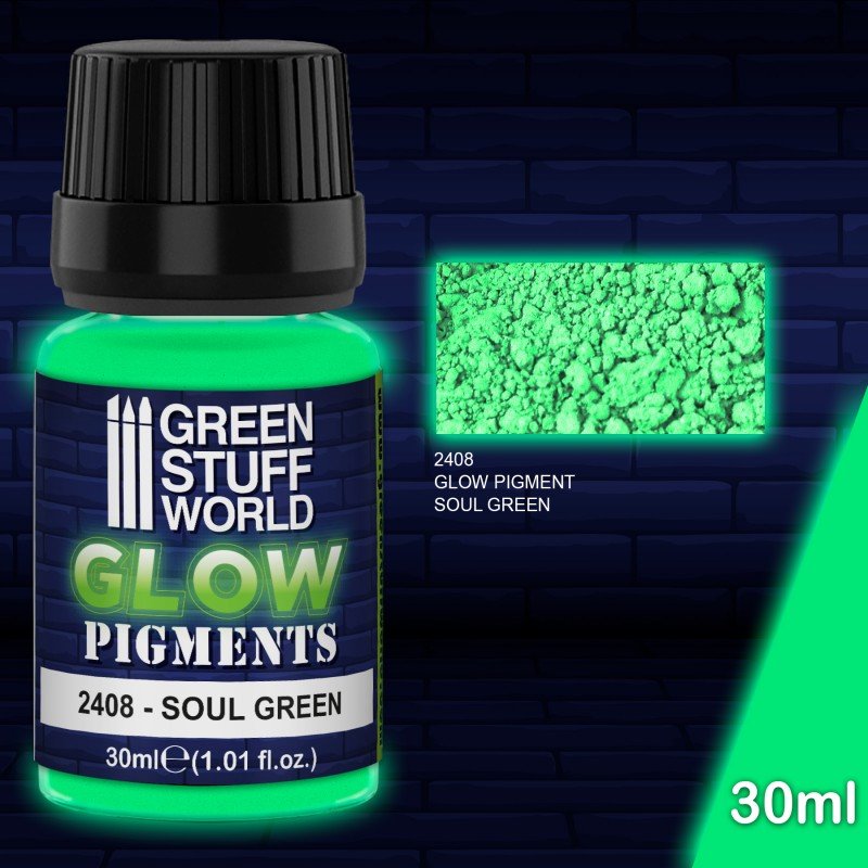 GLOW Soul Green - Glow in the Dark Pigment Powder - Green Stuff World - 30 mL bottle - Gootzy Gaming