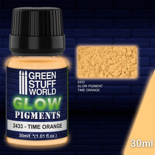 GLOW Time Orange - Glow in the Dark Pigment Powder - Green Stuff World - 30 mL bottle - Gootzy Gaming