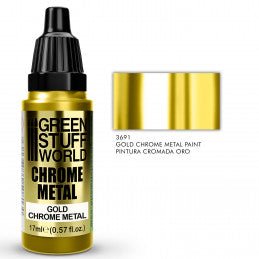 Gold - Gold Chrome Metallic Paint - Green Stuff World - 17 mL Dropper Bottle - Gootzy Gaming