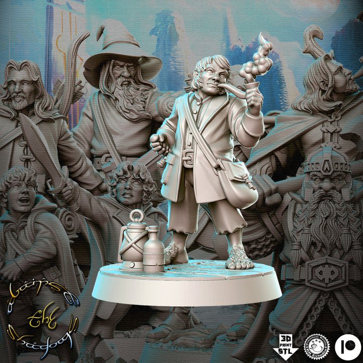 Goodsong Hobbit - Single Roleplaying Miniature for D&D or Pathfinder - 32mm Scale Resin 3D Print - RN EStudios - Gootzy Gaming