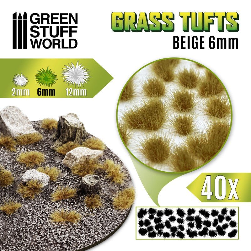 Grass Tufts - Beige 6mm - Green Stuff World - 40x Self Adhesives - Gootzy Gaming
