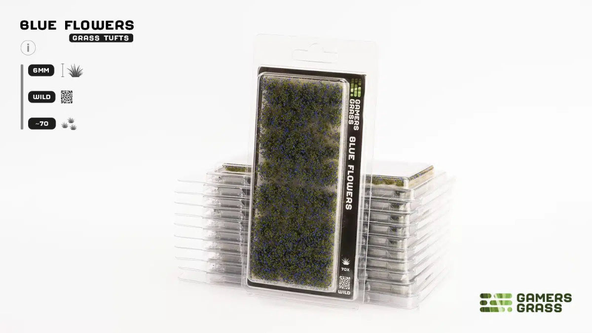 Grass Tufts - Blue Flowers - Gamers Grass - 70x Self Adhesives - Gootzy Gaming