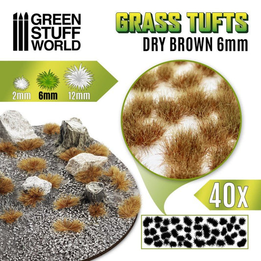 Grass Tufts - Dry Brown 6mm - Green Stuff World - 40x Self Adhesives - Gootzy Gaming