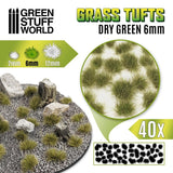 Grass Tufts - Dry Green 6mm - Green Stuff World - 40x Self Adhesives - Gootzy Gaming