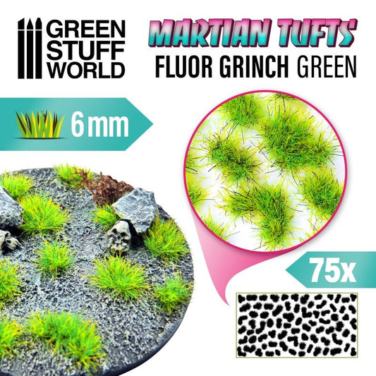 Grass Tufts - Fluor Grinch Green 6mm - Green Stuff World - 75x Self Adhesives - Gootzy Gaming