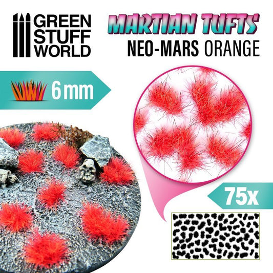 Grass Tufts - Neo - Mars Orange 6mm - Green Stuff World - 75x Self Adhesives - Gootzy Gaming