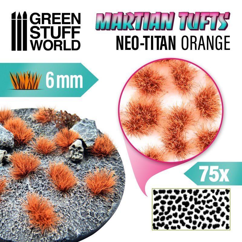 Grass Tufts - Neo - Titan Orange 6mm - Green Stuff World - 75x Self Adhesives - Gootzy Gaming