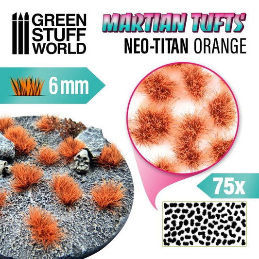 Grass Tufts - Neo-Titan Orange 6mm - Green Stuff World - 75x Self Adhesives - Gootzy Gaming