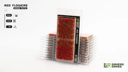 Grass Tufts - Red Flowers - Gamers Grass - 70x Self Adhesives - Gootzy Gaming