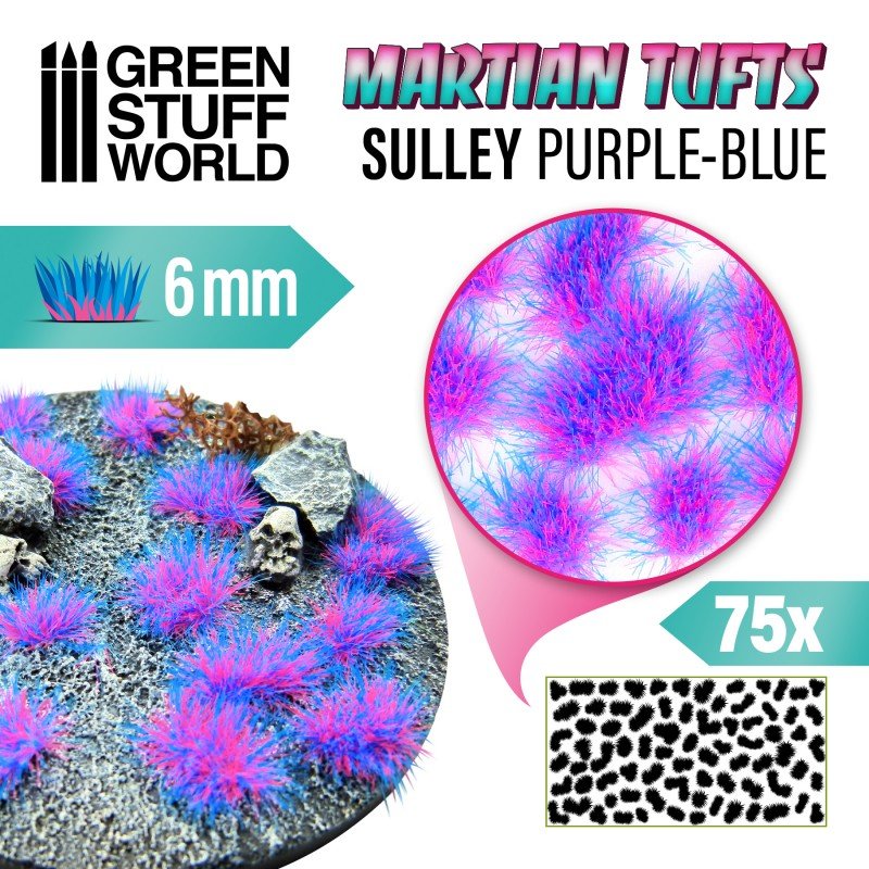 Grass Tufts - Sully Purple Blue 6mm - Green Stuff World - 75x Self Adhesives - Gootzy Gaming