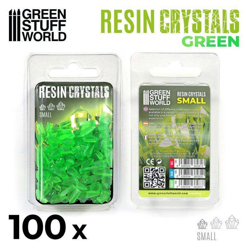 Green Resin Crystals - Small Size - Green Stuff World - 100 Crystal Bits - Gootzy Gaming