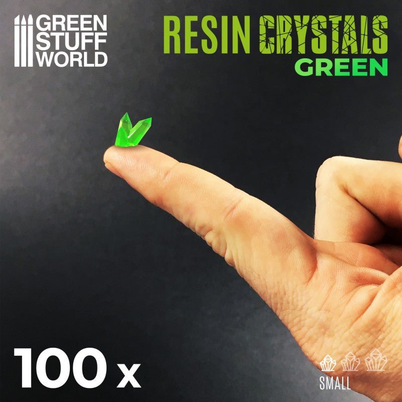 Green Resin Crystals - Small Size - Green Stuff World - 100 Crystal Bits - Gootzy Gaming