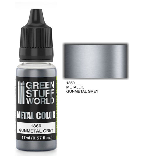 Gunmetal Grey - Silver Metallic Paint - Green Stuff World - 17 mL Dropper Bottle - Gootzy Gaming