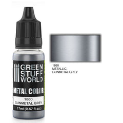 Gunmetal Grey - Silver Metallic Paint - Green Stuff World - 17 mL Dropper Bottle - Gootzy Gaming