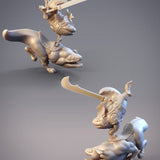 Hakuren Riding Hachiko, Salamander Hanzaki Cavalry - Single Roleplaying Miniature for D&D - 32mm Scale Resin 3D Print - Cobramode - Gootzy Gaming