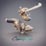 Hakuren Riding Hachiko, Salamander Hanzaki Cavalry - Single Roleplaying Miniature for D&D - 32mm Scale Resin 3D Print - Cobramode - Gootzy Gaming