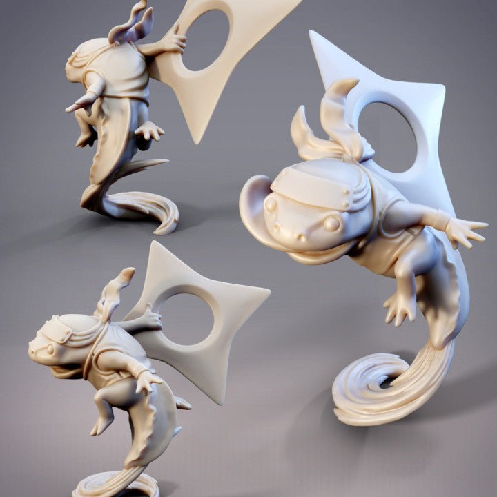 Hanako, Hanzaki Ninja Salamander - Single Roleplaying Miniature for D&D or Pathfinder - 32mm Scale Resin 3D Print - Cobramode - Gootzy Gaming