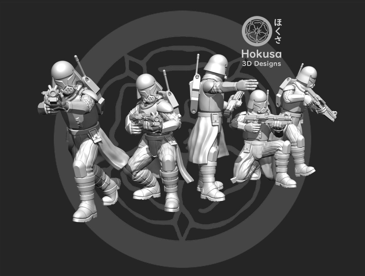 Harsh Weather Clone Squad - 5 Mini Bundle - SW Legion Compatible (38-40mm tall) Resin Multi-Piece 3D Print - Hokusa Designs - Gootzy Gaming