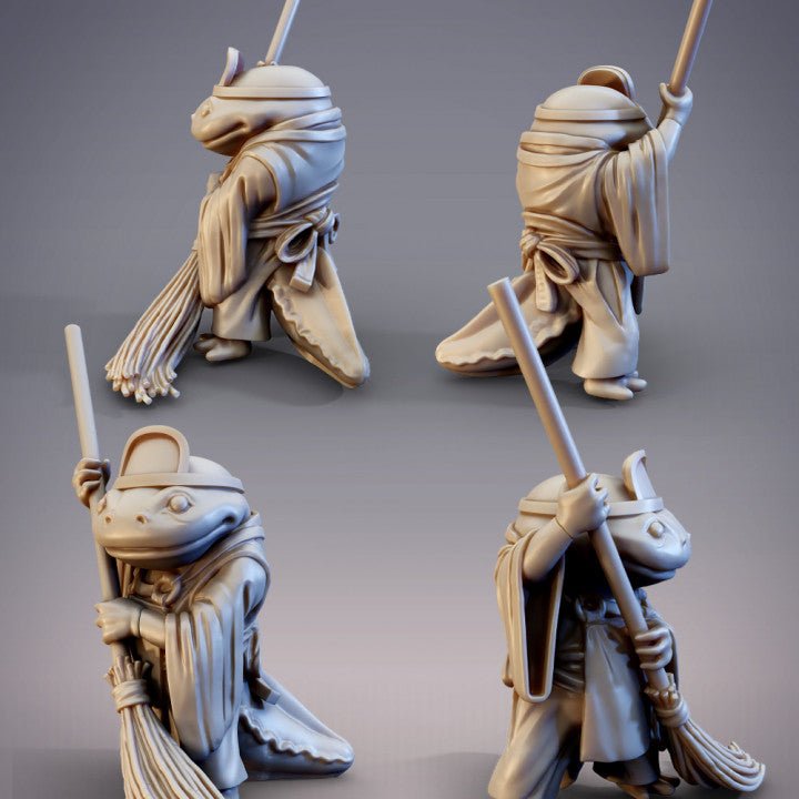 Hatoko, Hanzaki Salamander Shrine Maiden - Single Roleplaying Miniature for D&D or Pathfinder - 32mm Scale Resin 3D Print - Cobramode - Gootzy Gaming