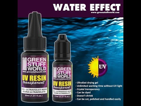 Clear Resin for Water or Other Effects - UV Curing Transparent Resin - Green Stuff World - 100 mL Bottle