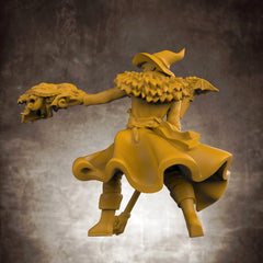 Human Dragonfire Wizard Mage with Dragon Staff - Roleplaying Mini for D&D or Pathfinder - 32mm Scale High Quality 8k Resin 3D Print - Lion Tower Miniatures - Gootzy Gaming