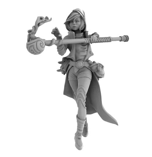 Human Female Wizard with Staff - Roleplaying Mini for D&D or Pathfinder - 32mm Scale High Quality 8k Resin 3D Print - Lion Tower Miniatures - Gootzy Gaming