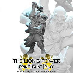 Human Male Cleric With Mace and Holy Book - Roleplaying Mini for D&D or Pathfinder - 32mm Scale High Quality 8k Resin 3D Print - Lion Tower Miniatures - Gootzy Gaming