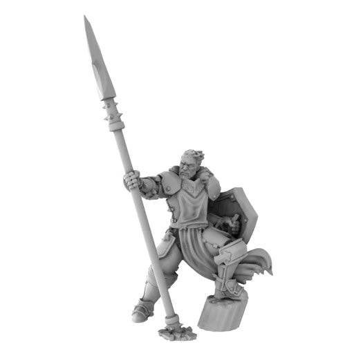 Human Male Paladin with Spear and Shield - Roleplaying Mini for D&D or Pathfinder - 32mm Scale High Quality 8k Resin 3D Print - Lion Tower Miniatures - Gootzy Gaming