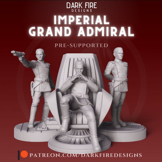 Imperial Blue Grand Admiral - SW Legion Compatible Miniature (38-40mm tall) High Quality 8k Resin 3D Print - Dark Fire Designs - Gootzy Gaming