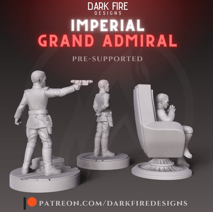 Imperial Blue Grand Admiral - SW Legion Compatible Miniature (38-40mm tall) High Quality 8k Resin 3D Print - Dark Fire Designs - Gootzy Gaming