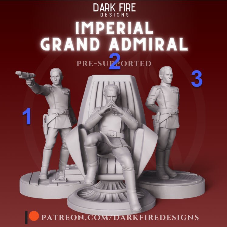 Imperial Blue Grand Admiral - SW Legion Compatible Miniature (38 - 40mm tall) High Quality 8k Resin 3D Print - Dark Fire Designs - Gootzy Gaming