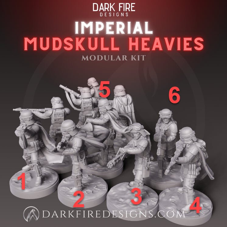 Imperial Mudskull Heavy Weapon Trooper - SW Legion Compatible Miniature (38-40mm tall) High Quality 8k Resin 3D Print - Dark Fire Designs - Gootzy Gaming
