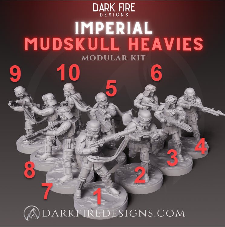Imperial Mudskull Heavy Weapon Trooper - SW Legion Compatible Miniature (38 - 40mm tall) High Quality 8k Resin 3D Print - Dark Fire Designs - Gootzy Gaming