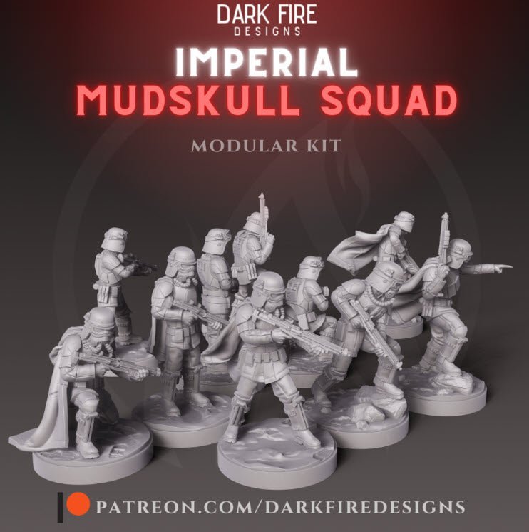 Imperial Mudskull Trooper Squad - SW Legion Compatible (38 - 40mm tall) Multi - Piece High Quality 8k Resin 3D Print - Dark Fire Designs - Gootzy Gaming