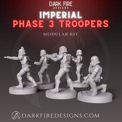 Imperial Phase 3 Clone Trooper Squad - SW Legion Compatible (38 - 40mm tall) Multi - Piece High Quality 8k Resin 3D Print - Dark Fire Designs - Gootzy Gaming