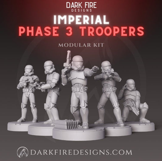 Imperial Phase 3 Clone Trooper Squad - SW Legion Compatible (38 - 40mm tall) Multi - Piece High Quality 8k Resin 3D Print - Dark Fire Designs - Gootzy Gaming
