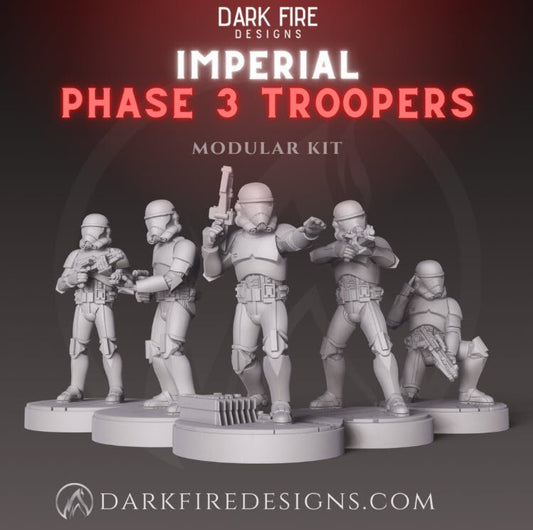 Imperial Phase 3 Clone Trooper Squad - SW Legion Compatible (38-40mm tall) Multi-Piece High Quality 8k Resin 3D Print - Dark Fire Designs - Gootzy Gaming