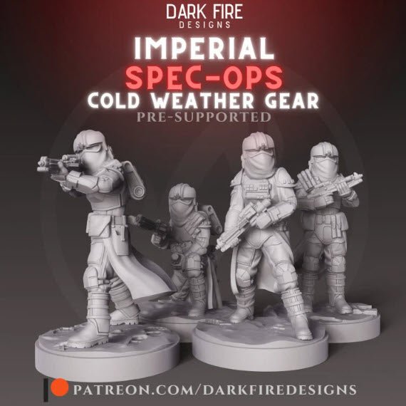Imperial Spec Ops Cold Weather Squad - SW Legion Compatible (38-40mm tall) Multi-Piece High Quality 8k Resin 3D Print - Dark Fire Designs - Gootzy Gaming