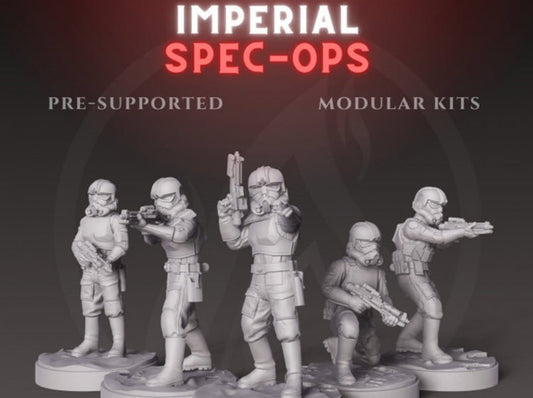 Imperial Spec - Ops Squad - SW Legion Compatible (38 - 40mm tall) Multi - Piece High Quality 8k Resin 3D Print - Dark Fire Designs - Gootzy Gaming