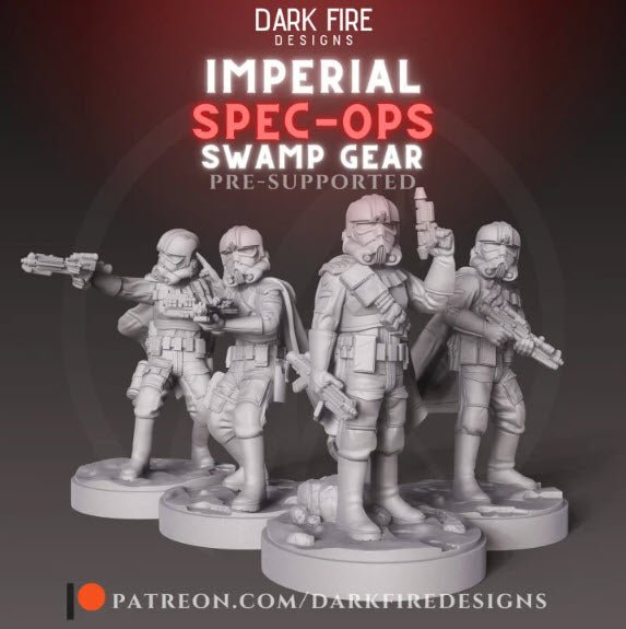 Imperial Spec Ops Swamp Gear Squad - SW Legion Compatible (38-40mm tall) Multi-Piece High Quality 8k Resin 3D Print - Dark Fire Designs - Gootzy Gaming