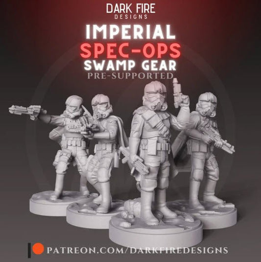 Imperial Spec Ops Swamp Gear Squad - SW Legion Compatible (38-40mm tall) Multi-Piece High Quality 8k Resin 3D Print - Dark Fire Designs - Gootzy Gaming