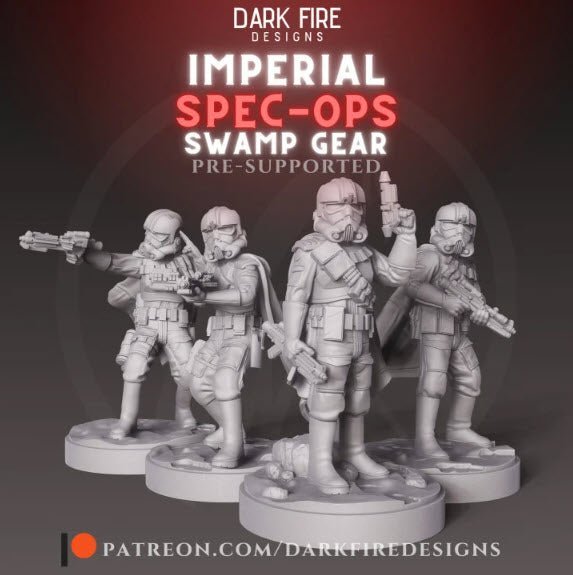 Imperial Spec Ops Swamp Gear Squad - SW Legion Compatible (38 - 40mm tall) Multi - Piece High Quality 8k Resin 3D Print - Dark Fire Designs - Gootzy Gaming