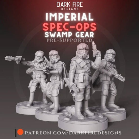 Imperial Spec Ops Swamp Gear Squad - SW Legion Compatible (38 - 40mm tall) Multi - Piece High Quality 8k Resin 3D Print - Dark Fire Designs - Gootzy Gaming