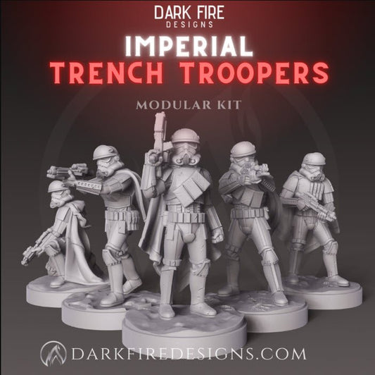 Imperial Trench Troopers Squad - SW Legion Compatible (38-40mm tall) Multi-Piece High Quality 8k Resin 3D Print - Dark Fire Designs - Gootzy Gaming
