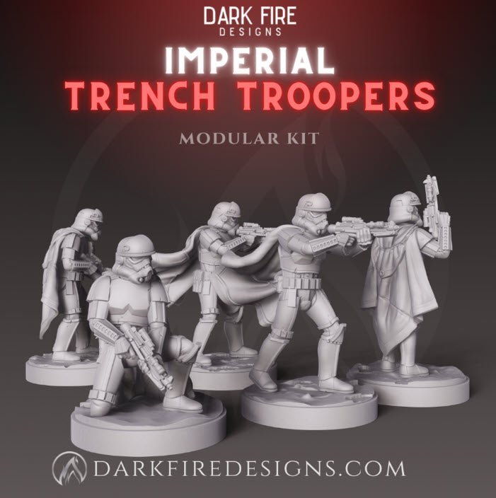 Imperial Trench Troopers Squad - SW Legion Compatible (38 - 40mm tall) Multi - Piece High Quality 8k Resin 3D Print - Dark Fire Designs - Gootzy Gaming