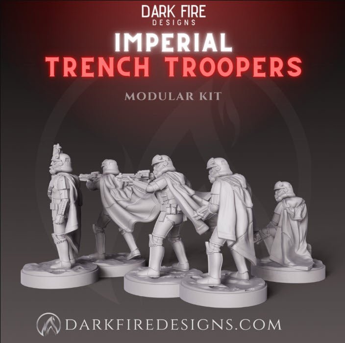 Imperial Trench Troopers Squad - SW Legion Compatible (38 - 40mm tall) Multi - Piece High Quality 8k Resin 3D Print - Dark Fire Designs - Gootzy Gaming