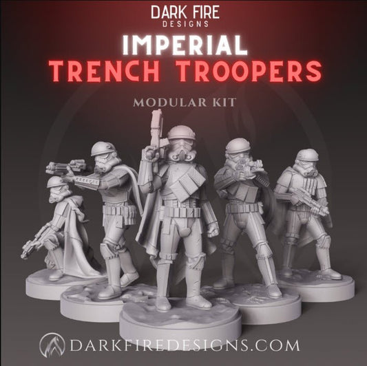 Imperial Trench Troopers Squad - SW Legion Compatible (38 - 40mm tall) Multi - Piece High Quality 8k Resin 3D Print - Dark Fire Designs - Gootzy Gaming