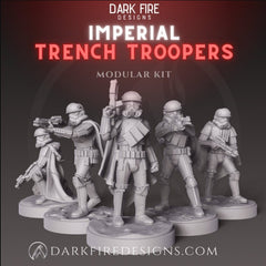 Imperial Trench Troopers Squad - SW Legion Compatible (38 - 40mm tall) Multi - Piece High Quality 8k Resin 3D Print - Dark Fire Designs - Gootzy Gaming